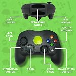 Old Skool Xbox Controller S-Type Wired Game Pad - Black