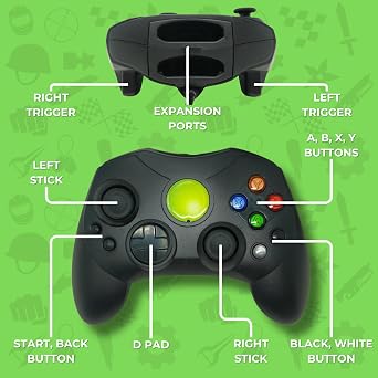 Old Skool compatible with Xbox Controller S-Type Wired Game Pad - Black