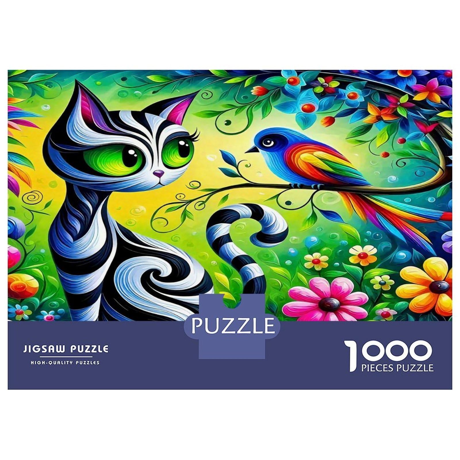 Rompecabezas de gato de 1000 piezas con diseño psicodélico relajante de 70x50cm 8
