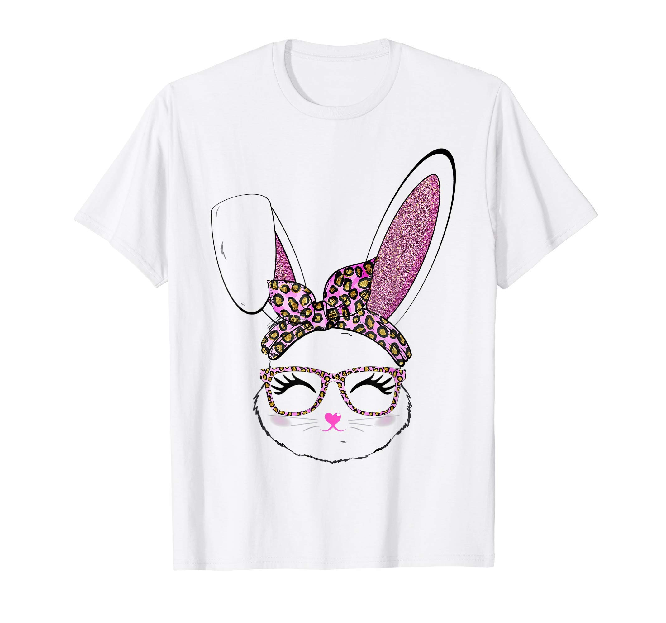 Cute Bunny Face Leopard Print Easter Women Girls Kids T-Shirt