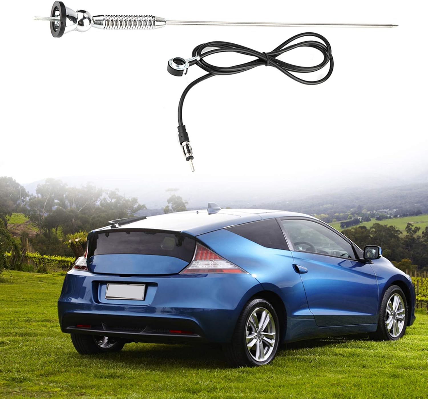 Qiilu antena para Radio de carro 18.5inch Universal Car Roof Radio AM FM Aerial Antenna 180°Swivel Antenna Assembly Universal Universal Silver FM AM Car Antenna 18.5 Inch Cord