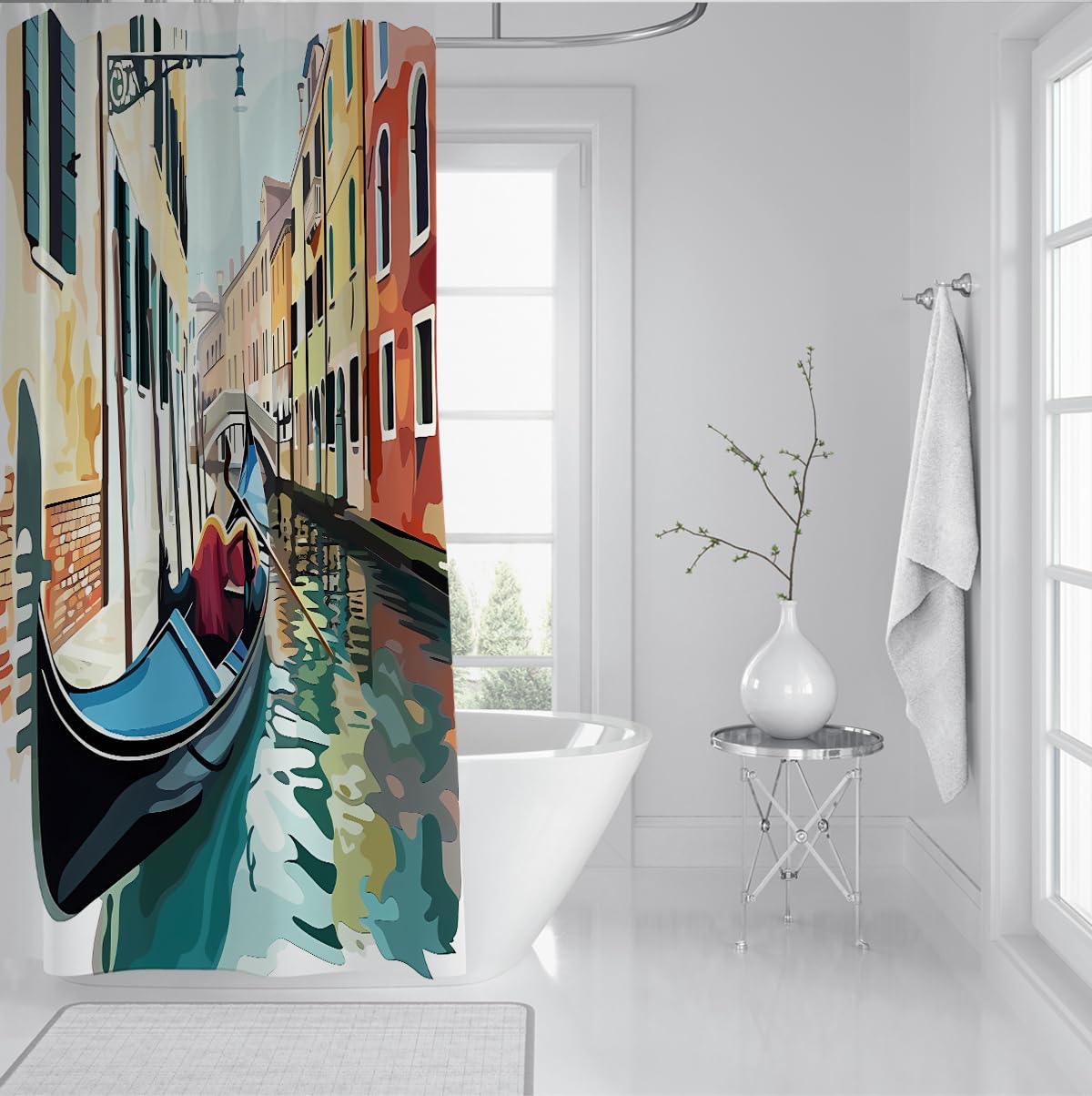 Rideau de Douche Ville Architecture européenne Vintage 200 x 220 cm
