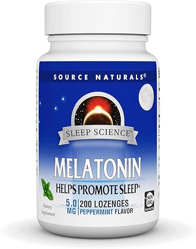 Source Naturals Melatonina 5 mg - 200 pastillas con sabor a menta