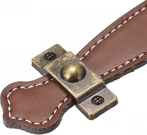 Miniatura 4 de uxcell Manija de cuero, 6.3 pulgadas, 2 manijas de cuero para muebles, correa para manija de puerta, maleta, cómoda, cajón, pomos de repuesto, color