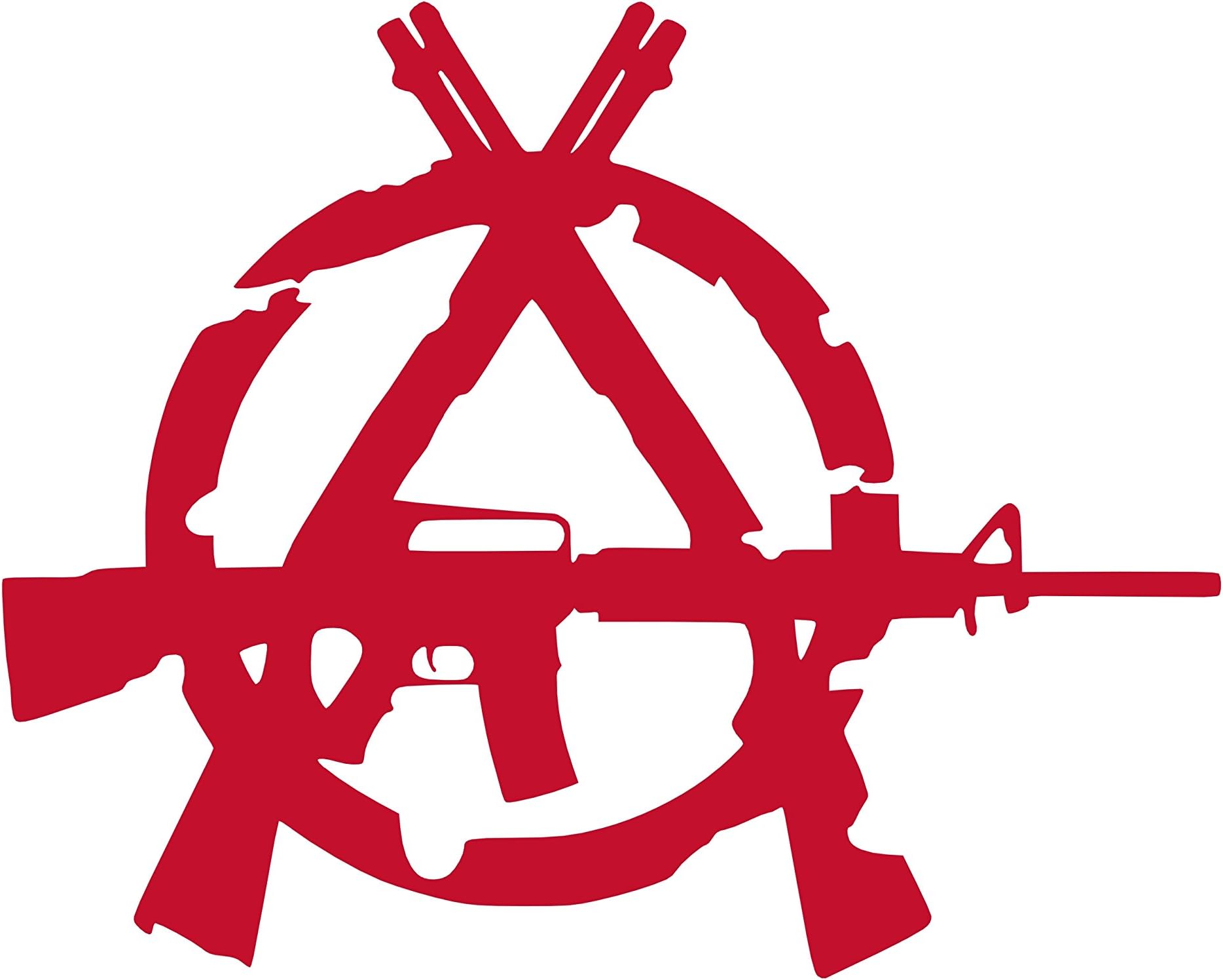 3 Gun Anarchy Symbol Vinyl Sticker Decal (Red, 6" x 4.8")