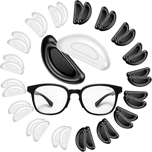20 pares de almohadillas de nariz para lentes  0.039 pulgadas de silicona ultra fina antideslizante para pegar en la nariz, almohadillas adhesivas