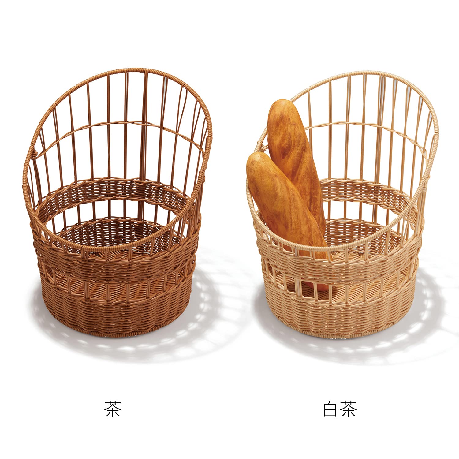 Amazon.co.jp: KAWAJUN (カワジュン) 河淳 パン かご 白茶 丸型樹脂