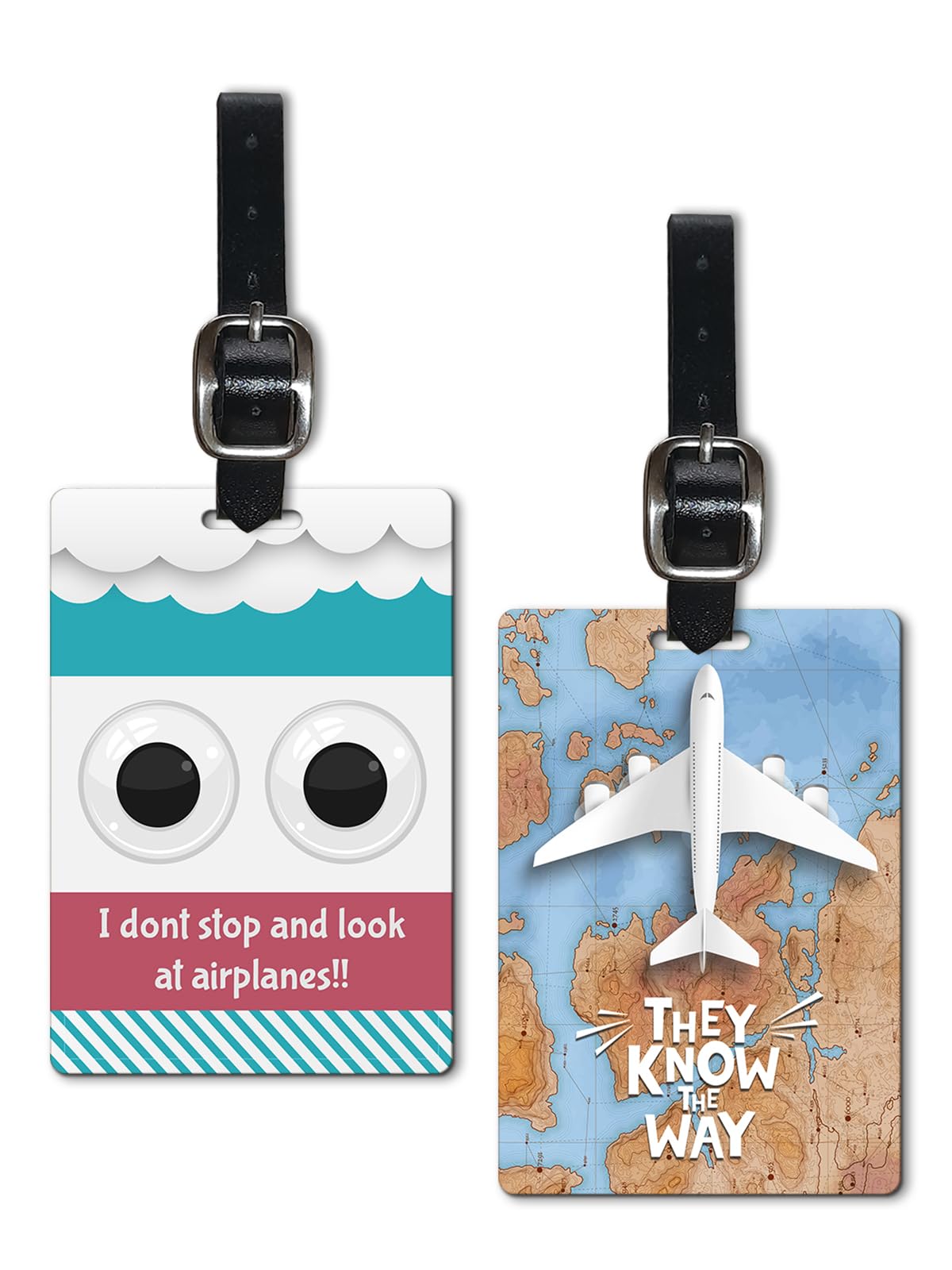 Lentikart 3D Lenticular Luggage Tag Set of 2 | Paper Plane Motivational Quote + Look at Sky Funny Quote | Luggage/Bag/Travel ID Label Tags for Suitcase & School Bags-image-38