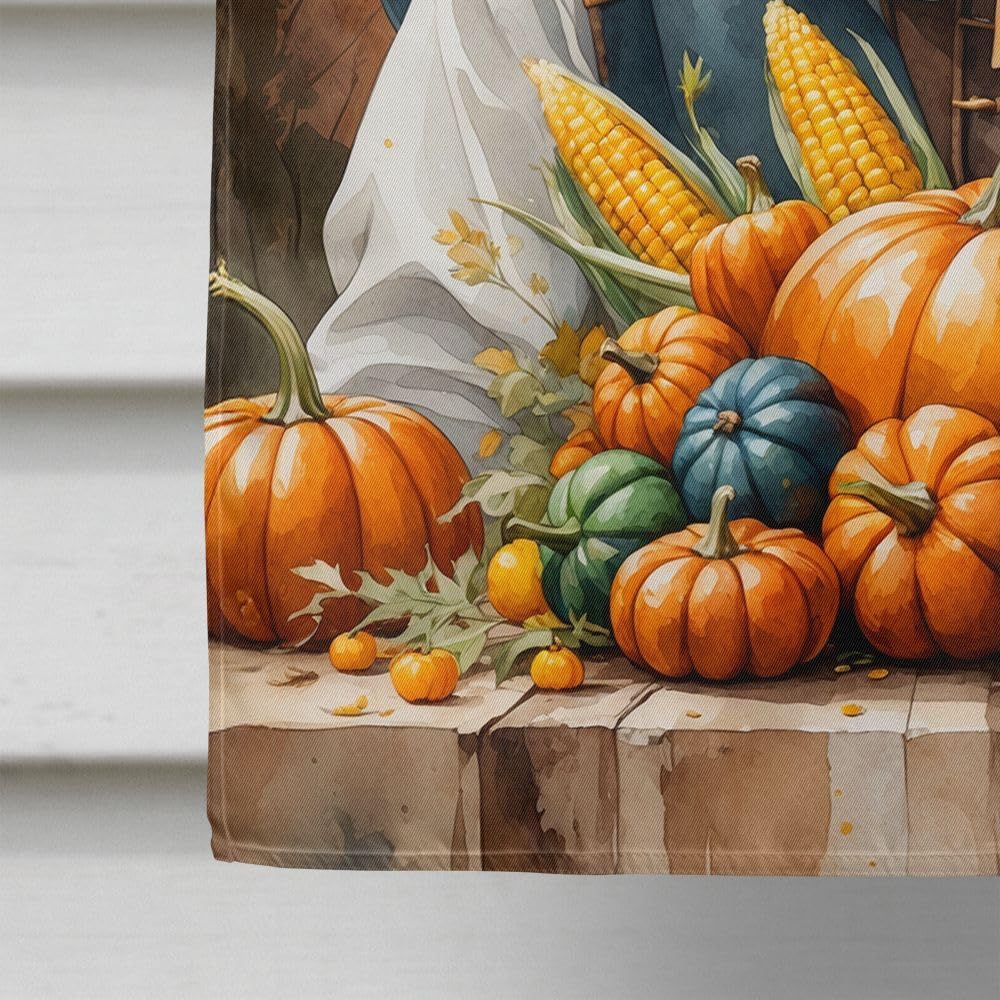 Caroline's Treasures Chocolate Labrador Retriever Thanksgiving House Flag Large Porch Sleeve Pole Decorative Outside Yard Banner Artwork Wall Hanging, Polyester, House Size, Multicolor
