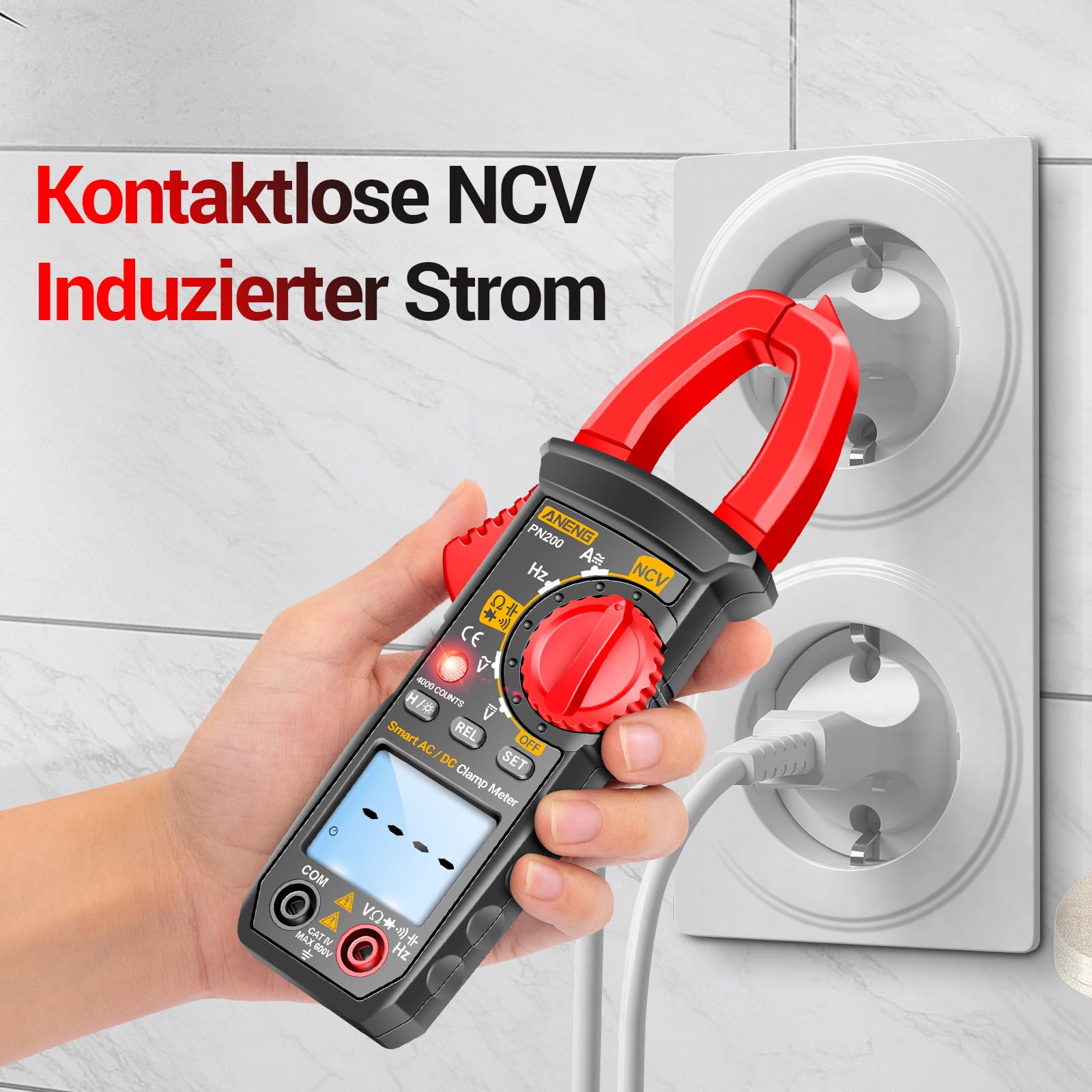 ANENG Multimeter PN200 Stromzange,4000 Counts TRMS Auto Range Strommesszange mit Wechselstrom/Gleichstrom Strom,Spannung,Widerstand,Kapazität,Durchgang,berührungslose Spannungserkennung Werkzeug
