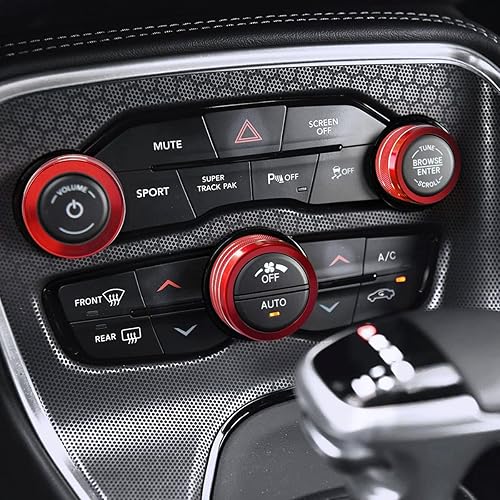 Miniatura 9 de Auprite Cubiertas de perilla de control de clima para Dodge ChallengerCharger 2015-2023, para Chrysler 300 300s 2015-2022 2023 (3 piezasrojo + 3