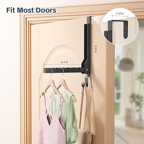 Miniatura 2 de Paquete de 2 ganchos resistentes sobre la puerta, colgador de ropa sobre la puerta, colgador sobre la puerta, estante de secado plegable sobre la
