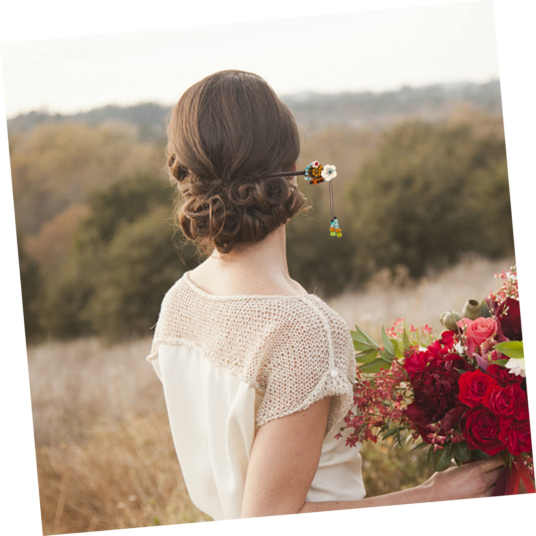 LALAFINA 16stücke Teiliges Chinesische Holz-haarstäbchen Mit Blumenmotiv Für Damen Elegante Haarnadeln Für Hochzeiten Und Partys Für Lange Haare Und Formelle Anlässe
