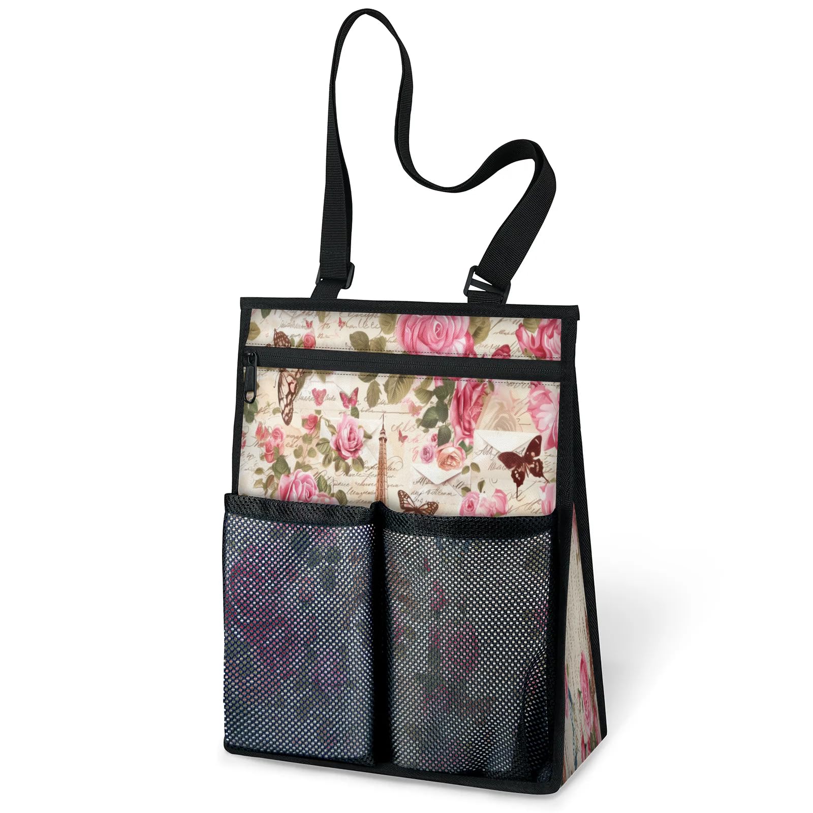 Ourtheme Romantic Tower Eiffel Portable Shower Bag for Travel Gym Camp Beach Tote Shower Caddy Bags Hanging Toiletry