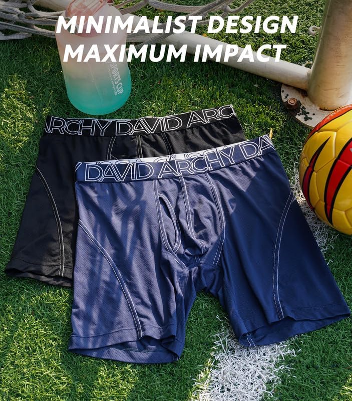DAVID ARCHY Mens Performance Boxer Briefs 3 Pack, 3D Support Pouch & No Ride-Up Design Moisture-Wicking Sport Underwear - Image 7