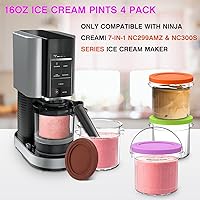 Vista 9 de Paquete de 4 pintas y tapas Creami Deluxe, compatible con Ninja Creami 11 en 1 NC501 NC500 Series Deluxe Ice Cream Maker, 24oz Deluxe XL Cups
