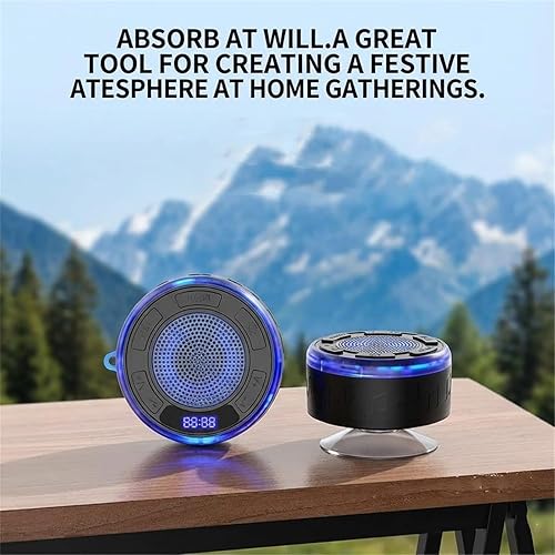 Miniatura 4 de IPX7 Waterproof Shower Speaker with RGB Light & LED Display, Bluetooth Portable Wireless Bathroom Speaker with Detachable Suction Cup and 360 Clear