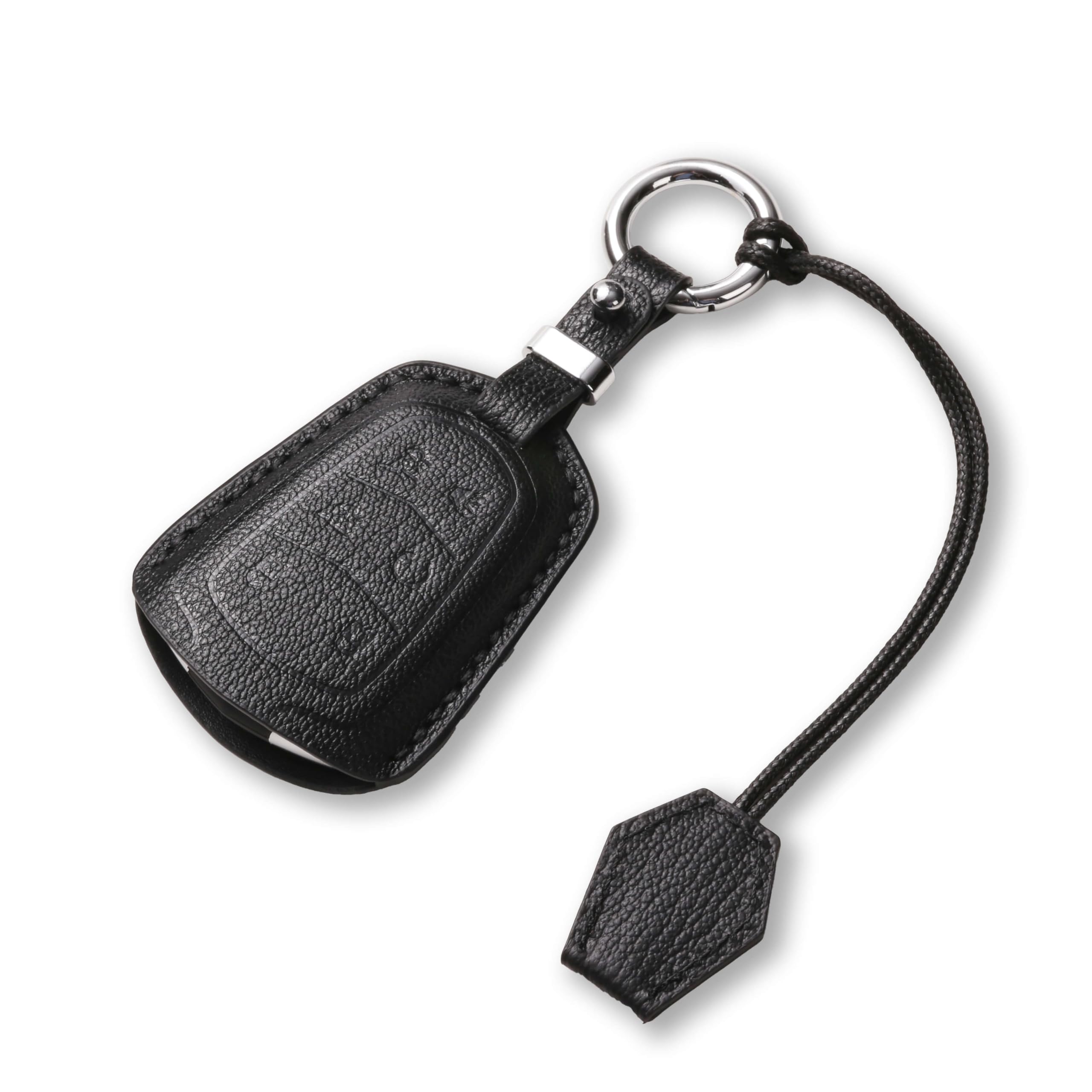 Jayanes Genuine Leather Key Fob Cover Compatible with Cadillac Escalade/Escalade ESV 2015-2020, Keyless Entry Remote Case with Keychain & Lanyard for