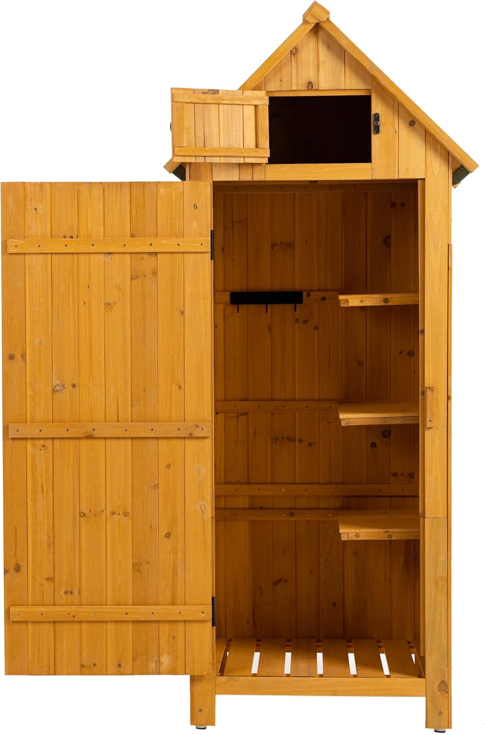 Outdoor Storage Cabinet, Garden Wood Tool Shed, Outside Wooden Shed Closet with Shelves and Latch for Yard, Patio, Deck and Porch,30.3”L X 21.3”W X 70.5”H (Natural)