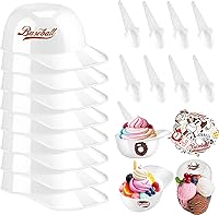 Vista 10 de MEEZY Juego de 50 cuencos de helado para casco de béisbol con 25 mini tazas de postre y 25 cucharas, gorra de béisbol reutilizable de 8 onzas