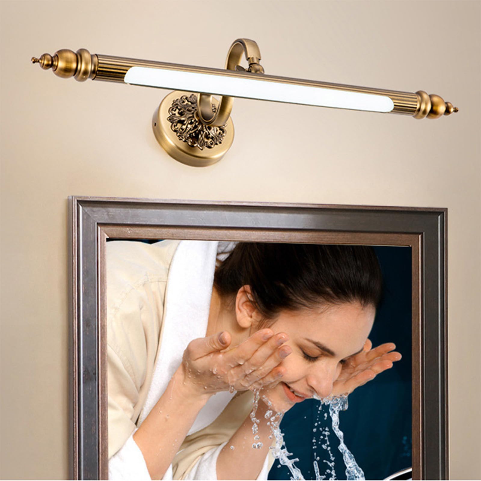 LED Baño Apliques de Pared Espejo IP44 Impermeable Lámparas de Pared 240° Ángulo Ajustable Iluminación Retro Interior Bronce abecera Sala de Estar 3000K/4500K/6500K (Luz Neutra,71cm)