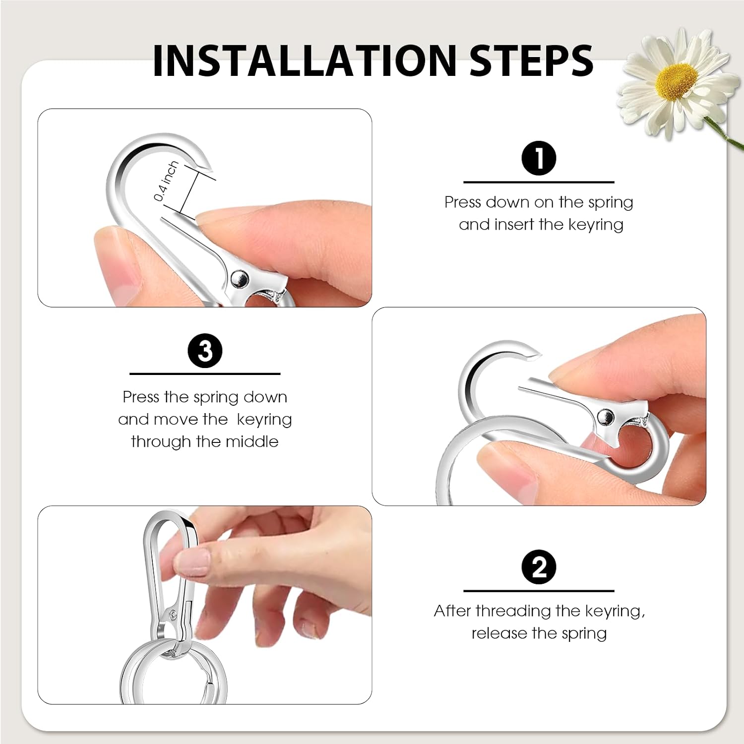 4PCS Metal Keychain Clip Hook Keychain Keyring Key Chain Ring Clip Holder for Car Keys Women Men image 3