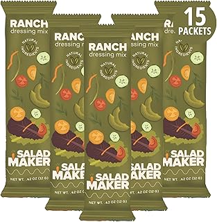 Salad Maker Ranch Salad Dressing Seasoning Packet – All-Natural, Quick & Easy Powder Mix (15 packets)
