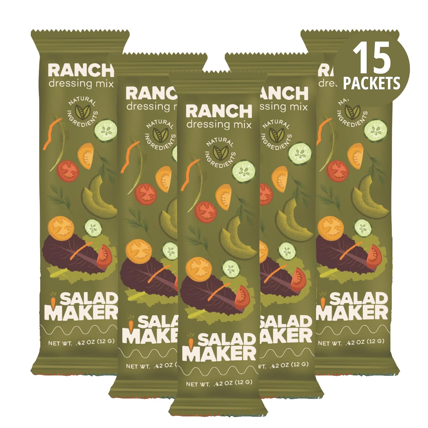 Salad Maker Italian Salad Dressing Seasoning Packet – All-Natural, Clean Ingredients, Keto, Vegan, Dairy-Free, Sugar-Free, Quick & Easy Powder Mix - 15 packets