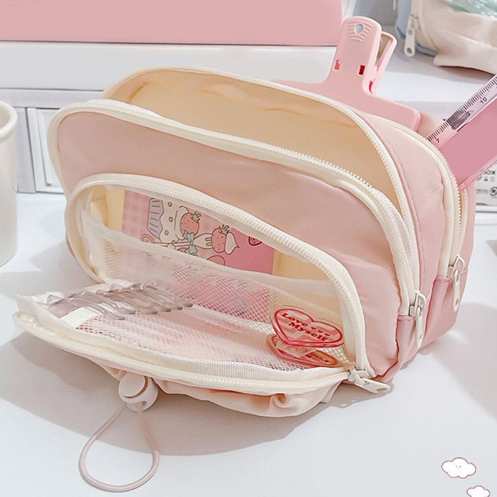 Materiale Scolastico Portapenne Estetico con Disegno a Cane e Grande | Kit Scolastico Per Creatività, Trucchi, Pastelli, Ufficio, Viaggi, Studenti, Ragazzi e Ragazze