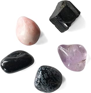 Designs by Nature Gems Protection Healing Crystals Bag, Variety of 5 Crystals, Made in Canada