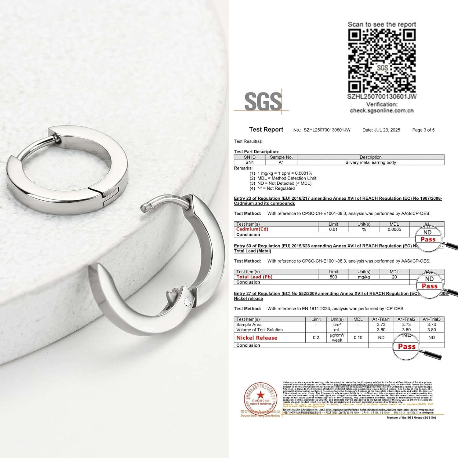 TGNEL Mens Earrings Hoop Titanium Earrings Plain/Black, Lightweight Hypoallergenic Hoop Earrings for Men Sensitive Ears - Image 4