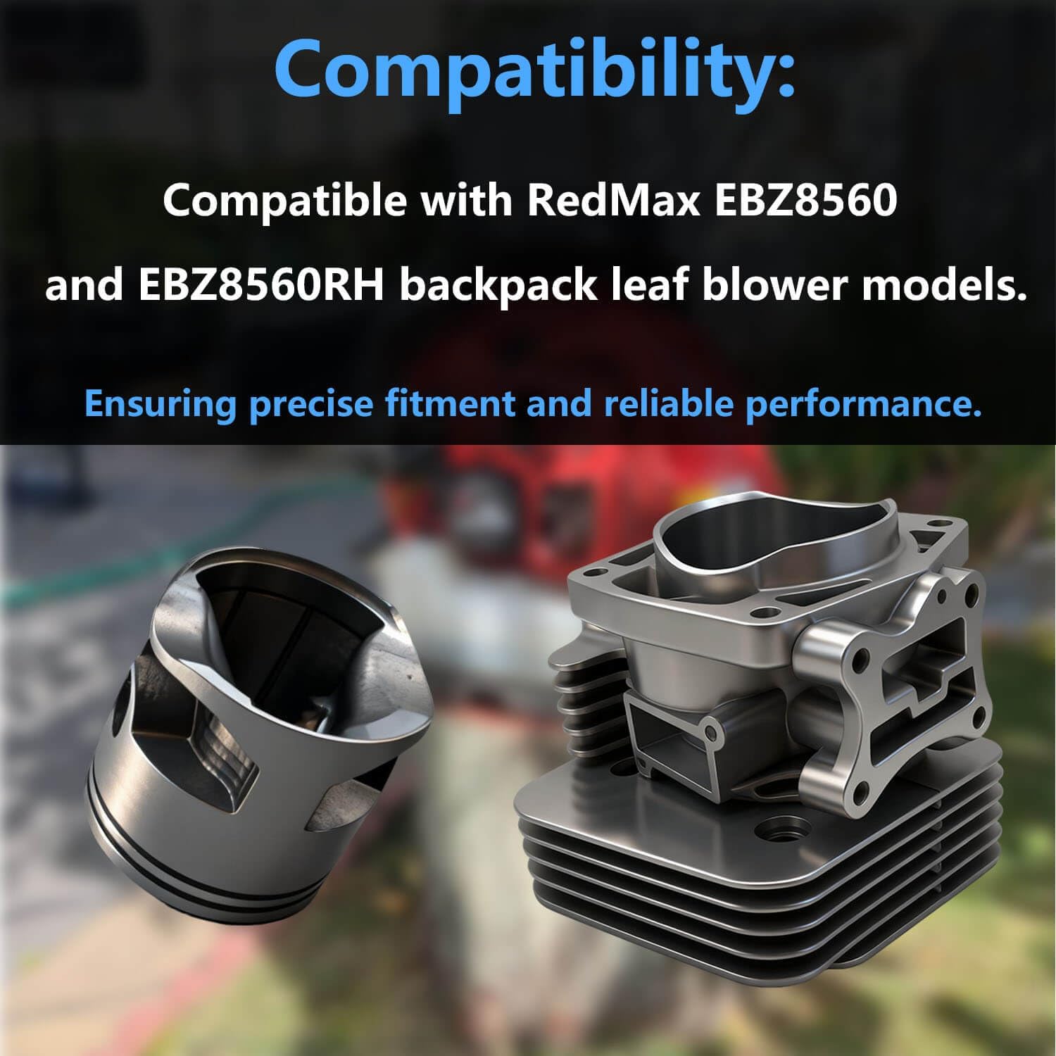 Cylinder Piston Kit with Gaskets & Spark Plug Compatible with RedMax EBZ8560 EBZ8560RH Backpack Leaf Blower | Replace Part# 599886701 | Engine Rebuild Repair Kit