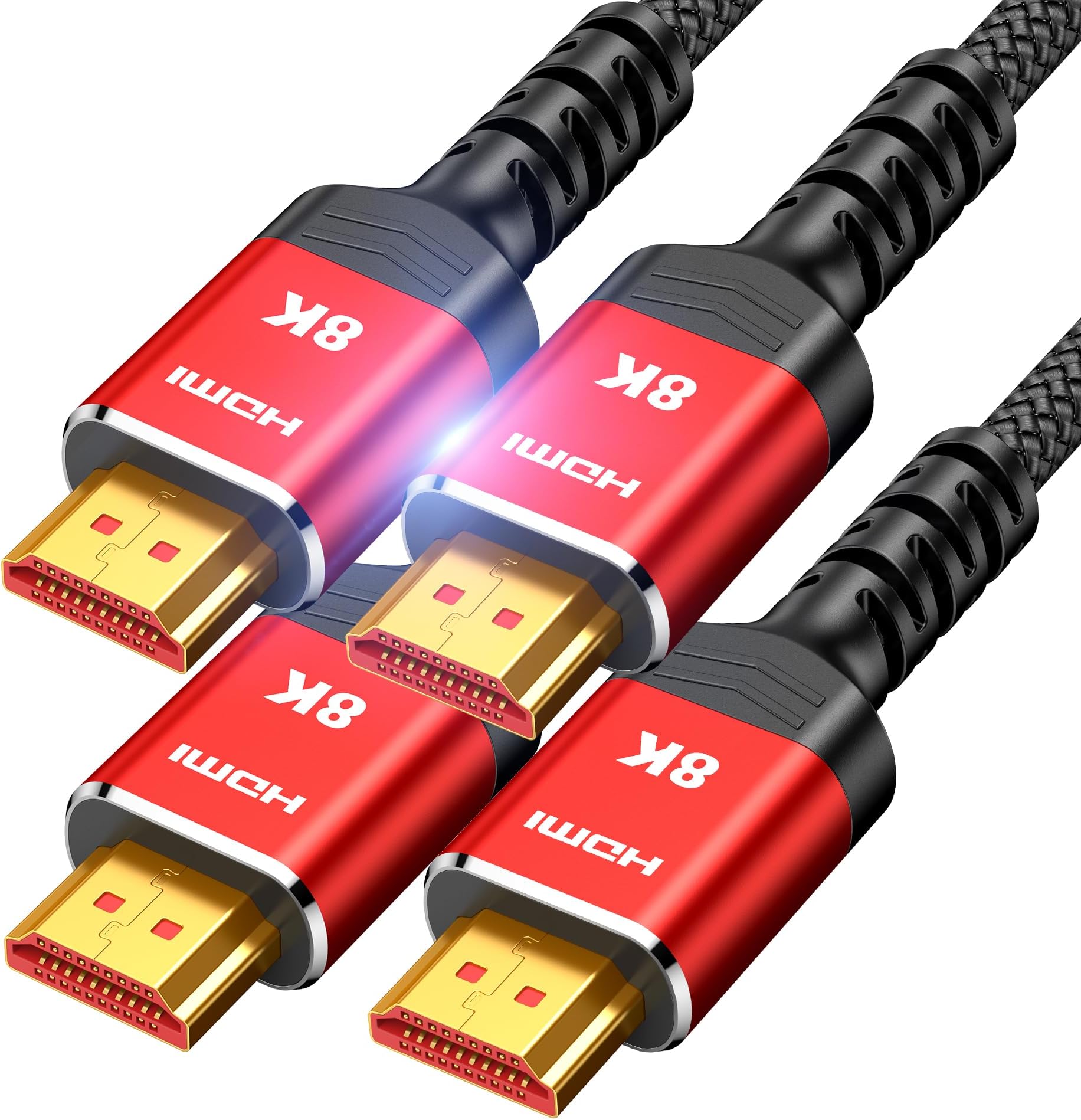 Short HDMI Cables 1.5FT/0.5M 2-Pack, HDMI 2.1 10K 8K@60Hz 4K@120Hz 48Gbps HDMI Cord, Ultra High Speed Sound & Picture Quality Performance Cable, Braided, DTS-HD, eARC, Ease of Installation