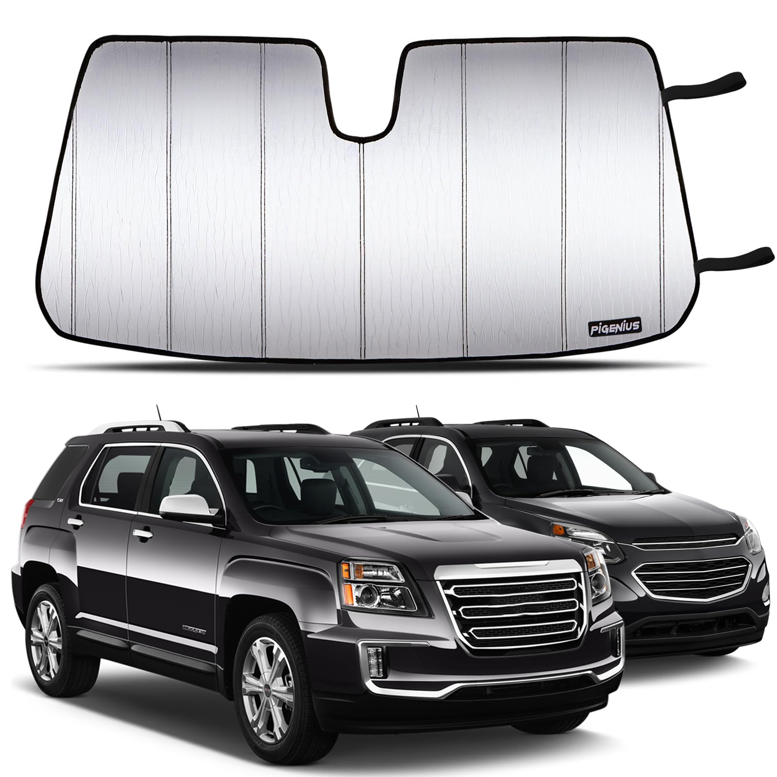 Photo 1 of Pigenius Windshield Sun Shade for 2010-2017 Chevrolet Equinox/GMC Terrain, Custom Fit Front Window Shade - Premium Folding Sunshade Silver-Premium Sunshade 2010-2017 Equinox/ Terrain