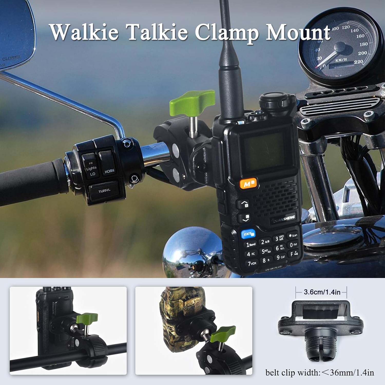 Motorcycle Handlebar Clamp Walkie Talkie Mount Bike Radio Holder image 2