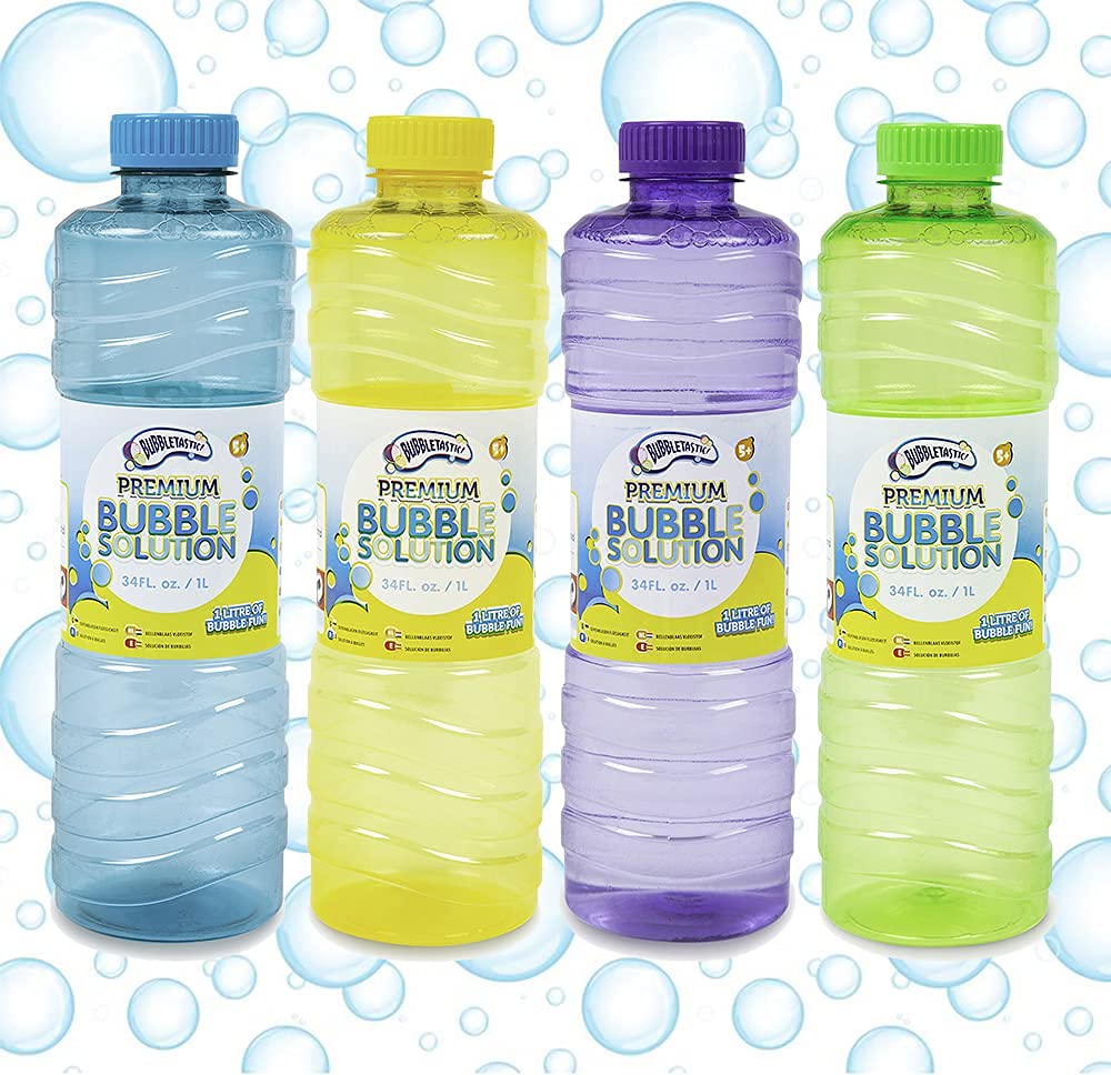Vivo Technologies 4 Pack Premium Bubble Solution 1L Ready Mixed Refill Liquid Bottle Guns Machines Wands Kids - More Bubbles than any other solution