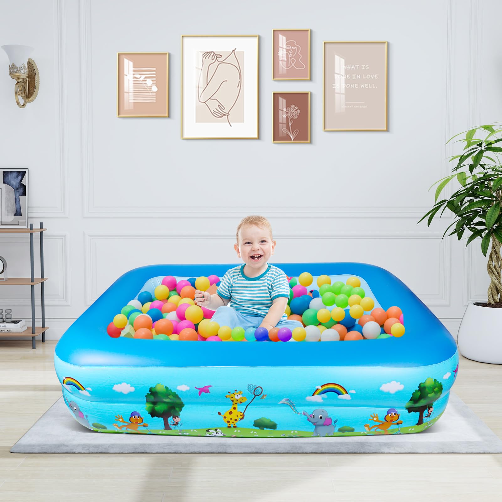 Aufblasbares Planschbecken 115 x 83 x 33 cm Kinderpool für Outdoor Garten