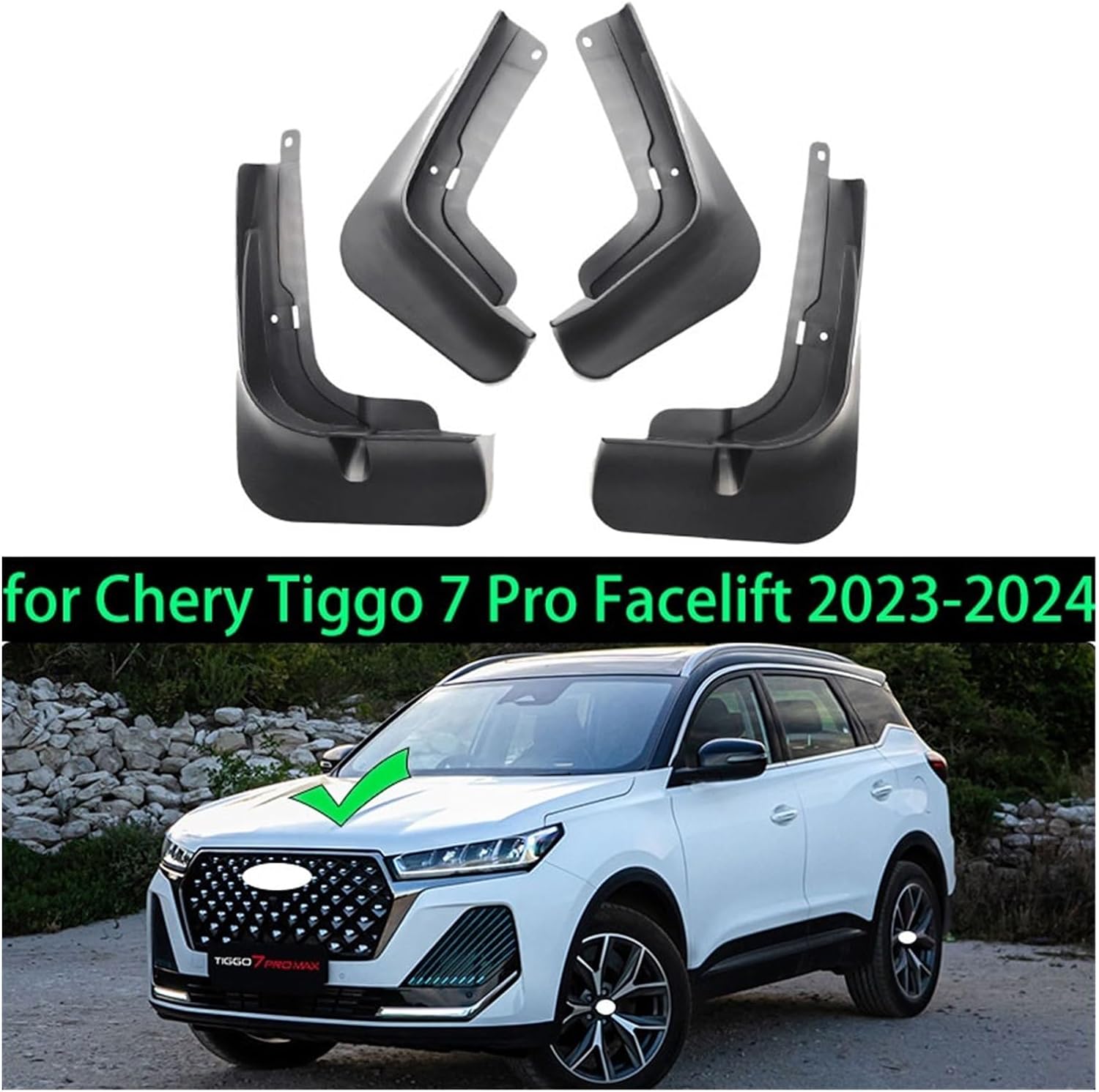 4X Car Mud Flaps Compatible with Chery Chirey Tiggo 7 Pro DR 6.0 Xcite X-Cross 7 2020~2024 Mudguards Splash Guard Fender Flare Accessories(for 2023 2024)
