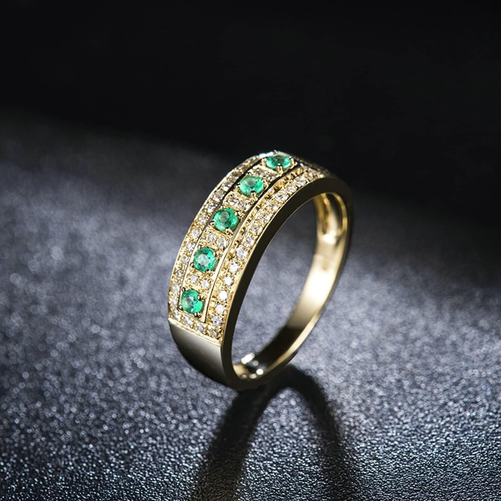 Pierścionki damskie 375/585/750, okrągły syntetyczny szmaragd 0,15 ct, 0,21 ct, pierścionki zaręczynowe dla kobiet, zielone złote pierścionki zaręczynowe
