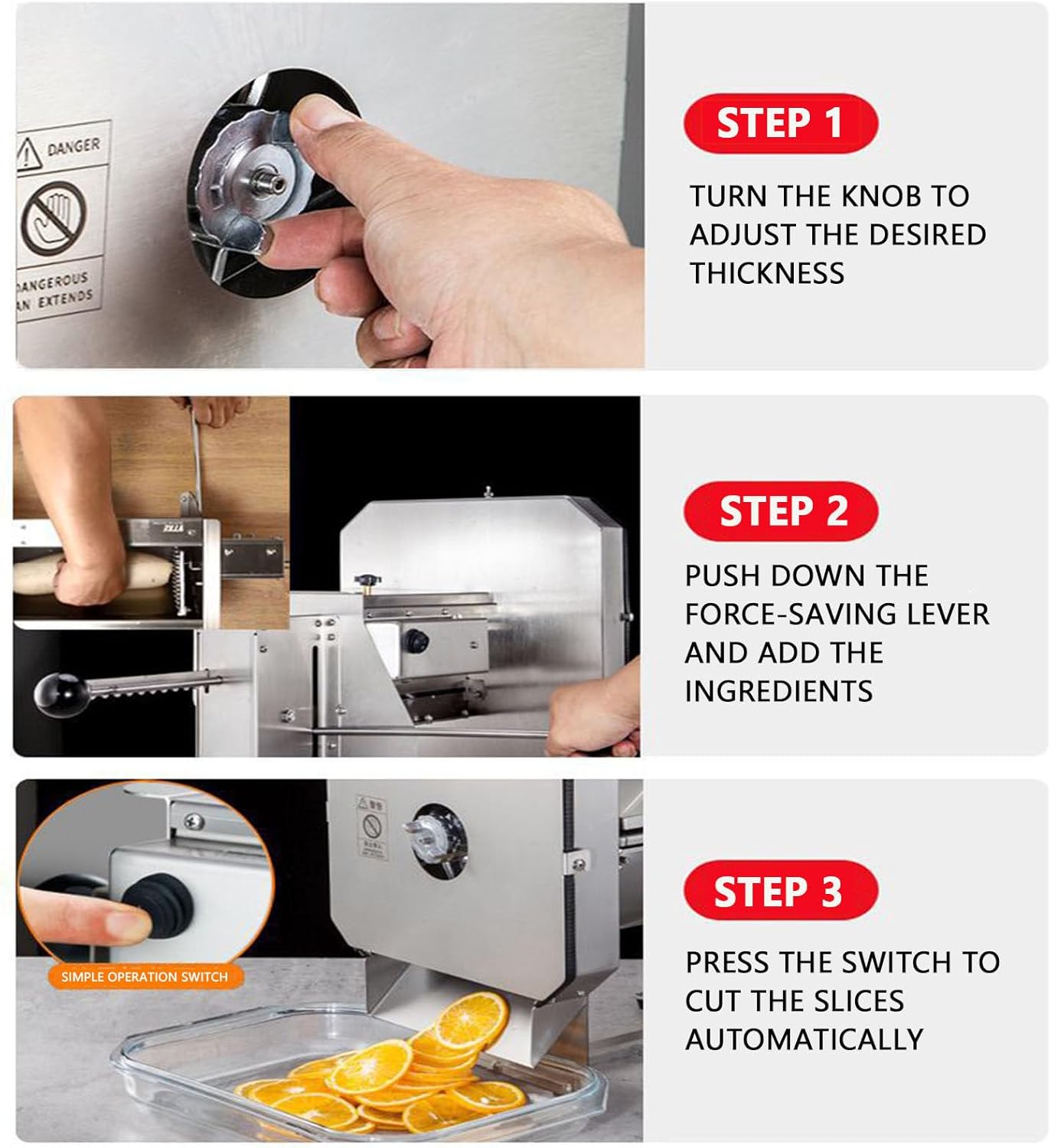 Commercial Vegetable Slicer Electric Potato Slicing Machine Sweet Potato Slicer Automatic Fruit Slicer 0-10mm (0-0.4’’) Stainless Steel for for Potato Onion Tomato