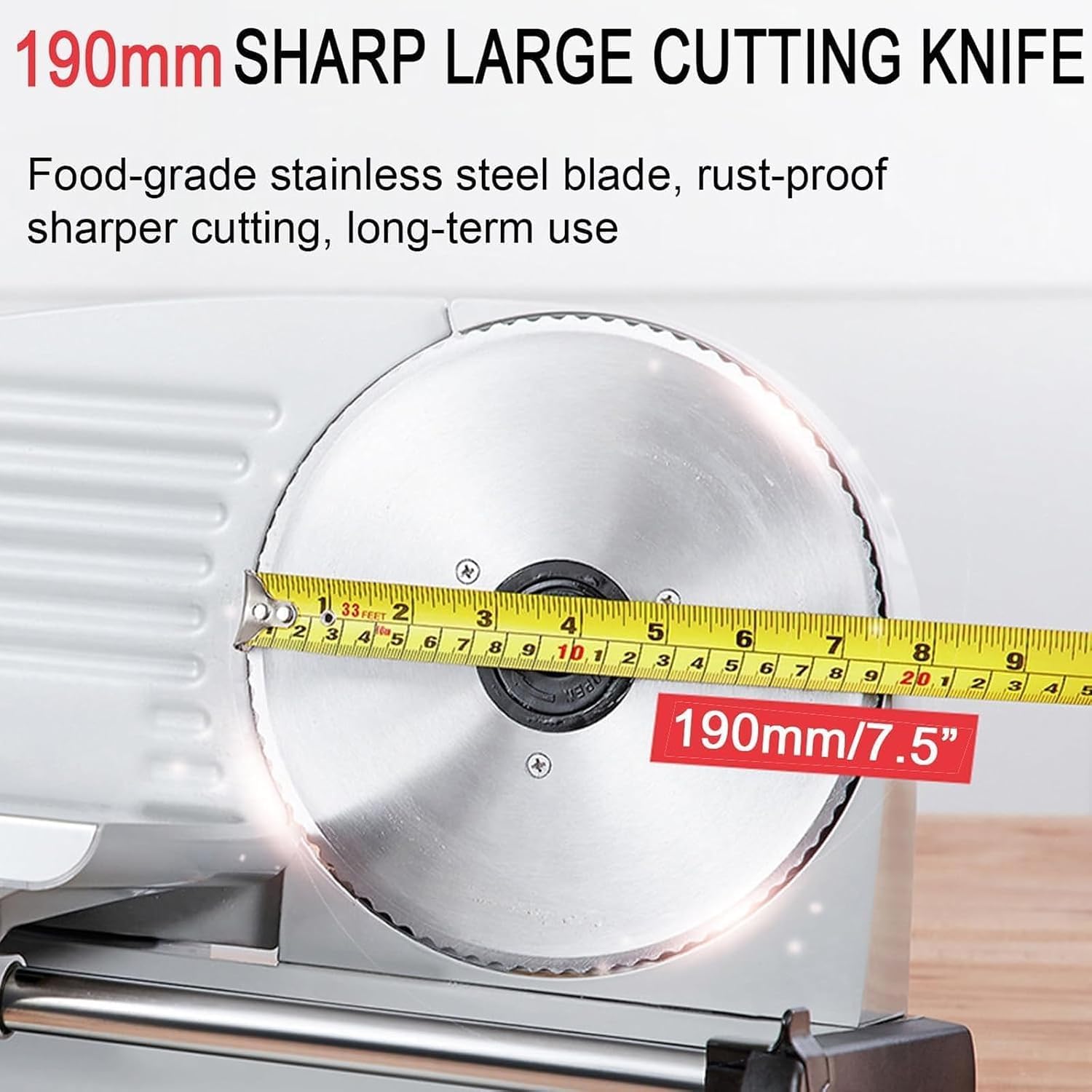 Cortadora De Carne Eléctrica, 500 W, Grosor Ajustable De 1 A 15 Mm, Cuchilla Dentada De Acero Inoxidable De 19 Cm, Para Cortar Carne, Pan, Queso Y Embutidos.