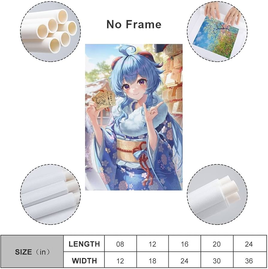 雨に撃たれる。。 22cm❌16cmパネルキャンパス Amazon.co.jp: 原神 甘雨 イラストポスターキャンバスポスター寝室の