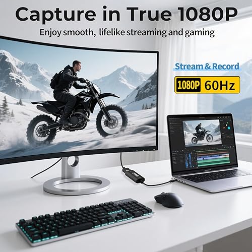 Miniatura 4 de GUERMOK Tarjeta de captura de video, USB 3.0 HDMI a USB-C dispositivo de captura, transmisión y grabación a 2K @30FPS 1080P @60FPS, compatible