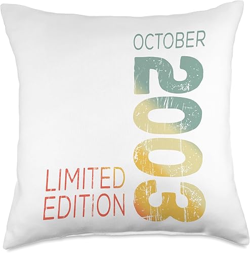 Month of October Year Retro Vintage 2003 Throw Pillow, 18x18, Multicolor