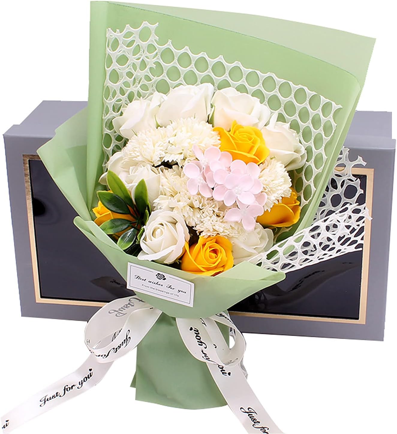 ソープフラワー ギフト 花束 枯れない花 ドライフラワー インテリア お花 生花 バラの花束 石鹼花 薔薇 結婚祝い 入学 お祝い 母の日 グリーン 卒業 正規通販 敬老の日 プレゼント 教師の日 ローズブーケ