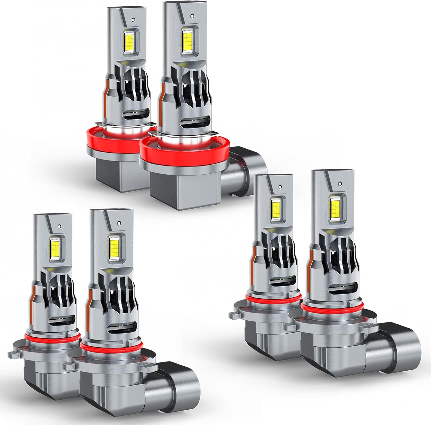 Compatible with Toyota Corolla 2009 2010 2011 2012 2013 Fog Lights Bulbs Combo, 9005 High Beam 9006 Low Beam H11 Fog Lights, Plug and Play, 65000LM 900% Brighter, Waterproof, Pack of 6