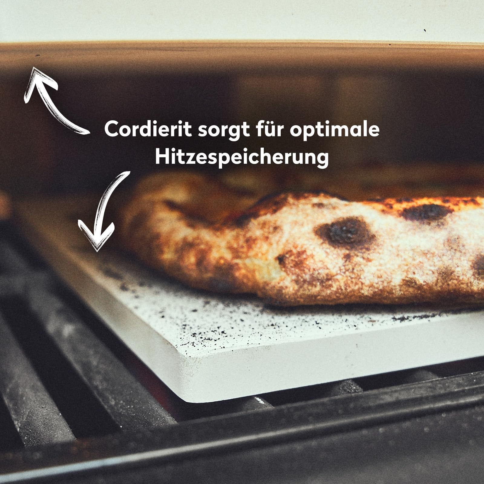BURNHARD® Pizzaaufsatz für Gasgrills, Pizza Cover mit Cordierit-Pizzasteinen, Edelstahl Pizzahaube, passt ab 56 x 38 cm Grillfläche, ideal für FRED & EARL Grills, Pizza in 90-120 Sek