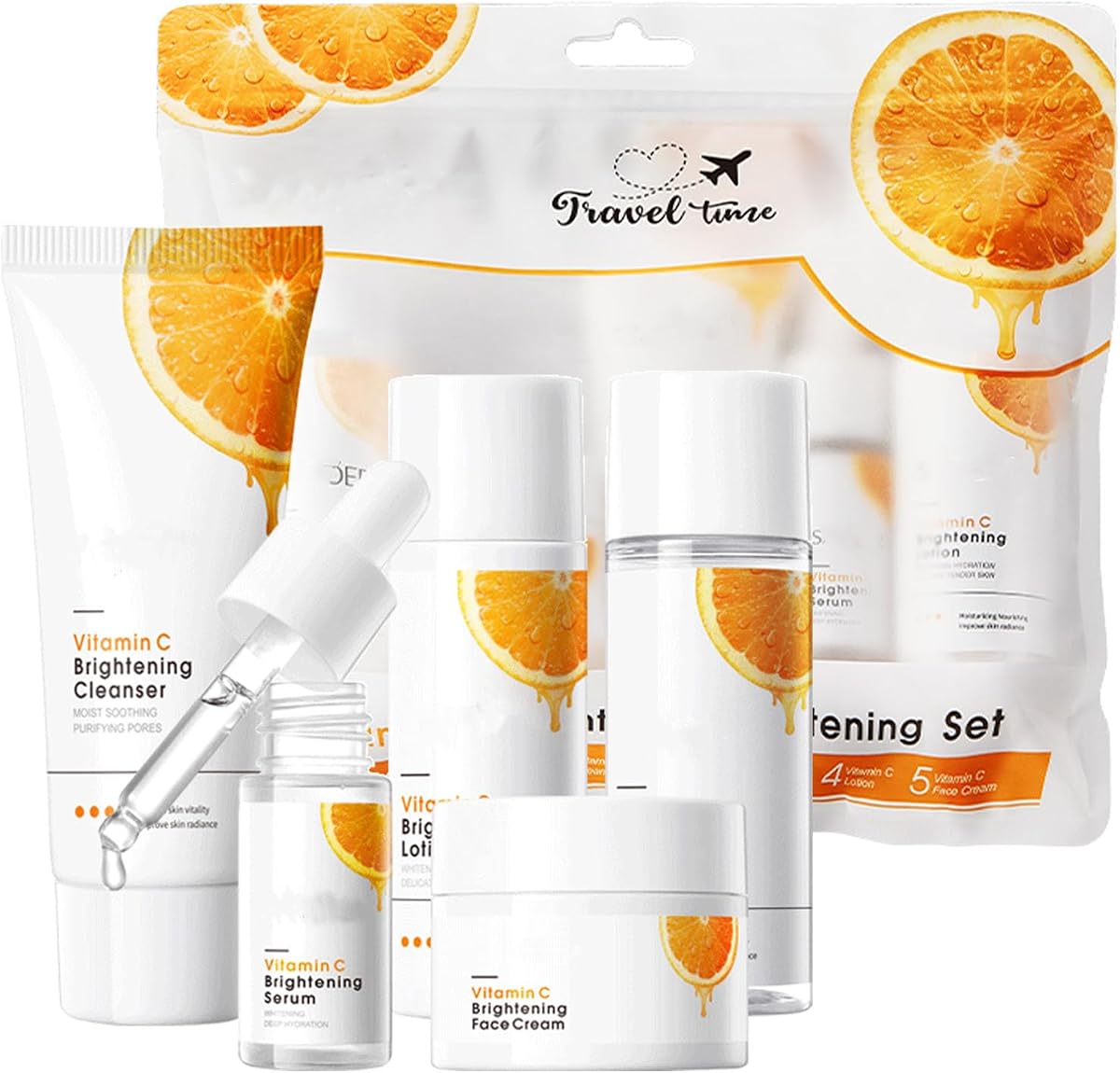 Skin Care Set Travel Kit for Women and Teenage Girls, 5 Piece Travel Size Skincare Gifts With Face Cleanser, Toner, Lotion, Serum, Face Cream, Hydrating Travel Size Skincare Set For Men