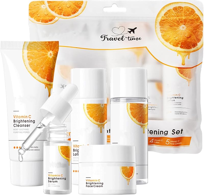 Skin Care Set Travel Kit for Women and Teenage Girls, 5 Piece Travel Size Skincare Gifts With Face Cleanser, Toner, Lotion, Serum, Face Cream, Hydrating Travel Size Skincare Set For Men