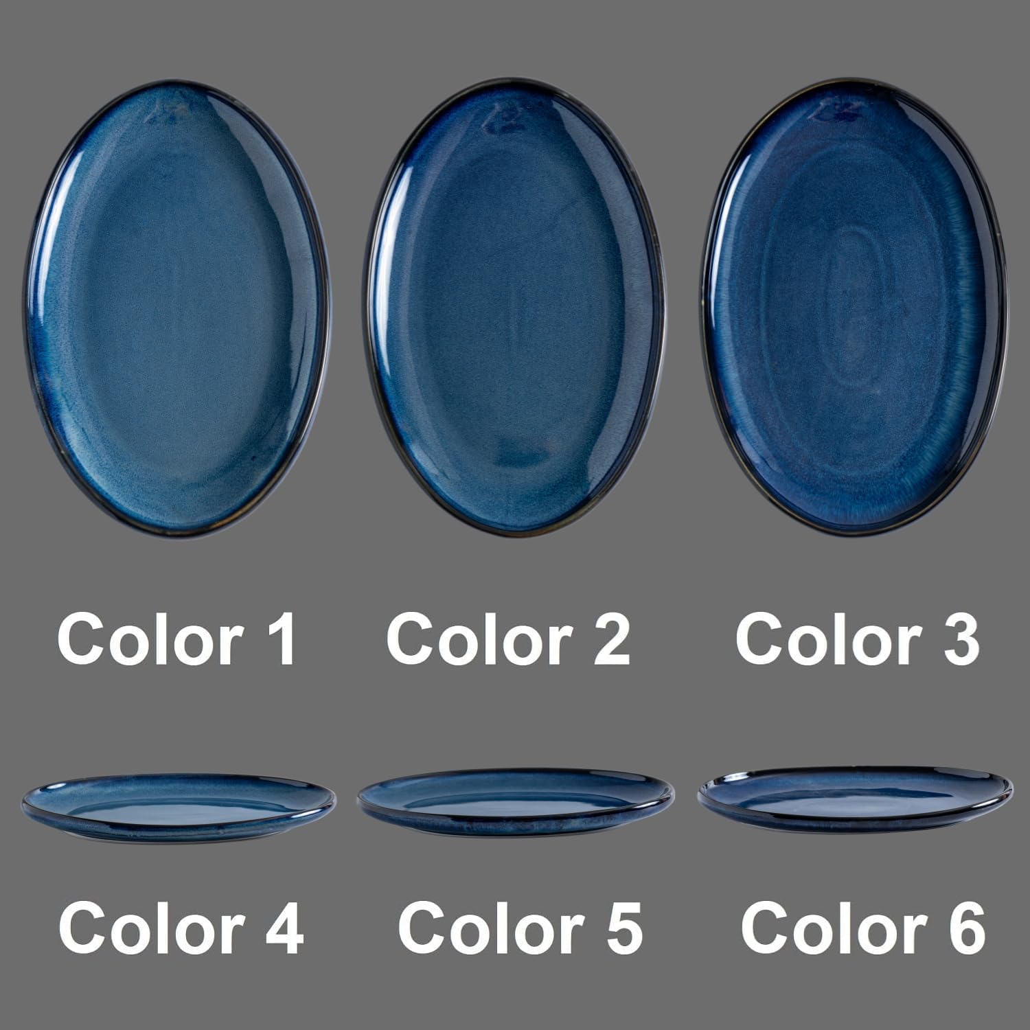 Ceramic Large Serving Platters- Set of 3 Oval Platters for Entertaining. Modern Kitchen Dishes for Dinner, Fruit, Salad, Turkey, etc. Oven, Dishwasher Safe, 15.75" / 13.75" /12",Royal Blue - Image 3